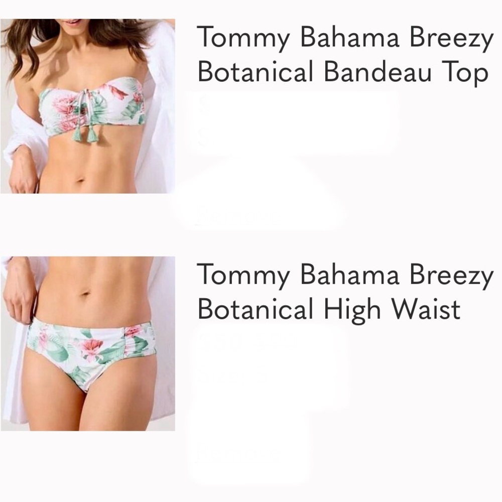 Tommy Bahama Mint Green and Pink Botanical Bandeau Bikini Set